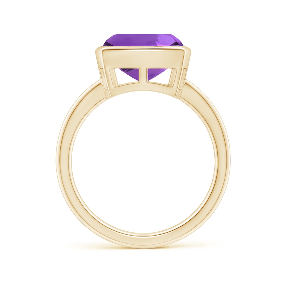 10mm AAA Bezel-Set Solitaire Cushion Amethyst Ring in Yellow Gold side 1