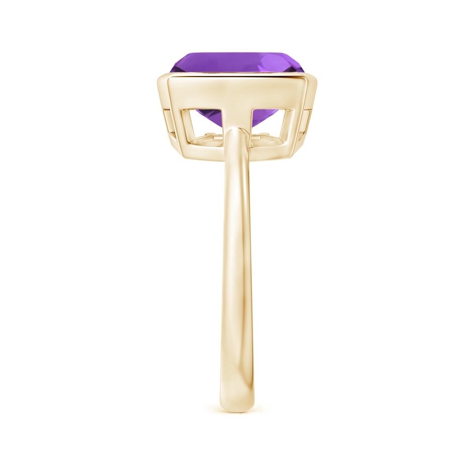 10mm AAA Bezel-Set Solitaire Cushion Amethyst Ring in Yellow Gold side 2
