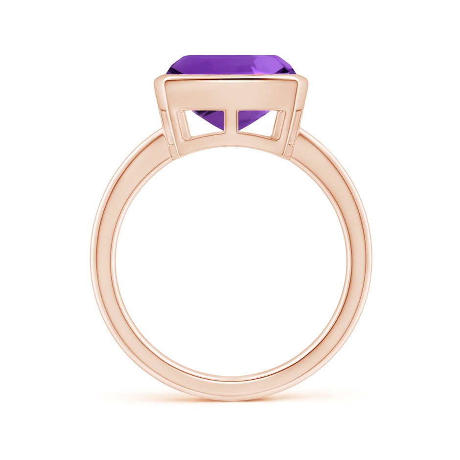 10mm AAAA Bezel-Set Solitaire Cushion Amethyst Ring in Rose Gold side 1