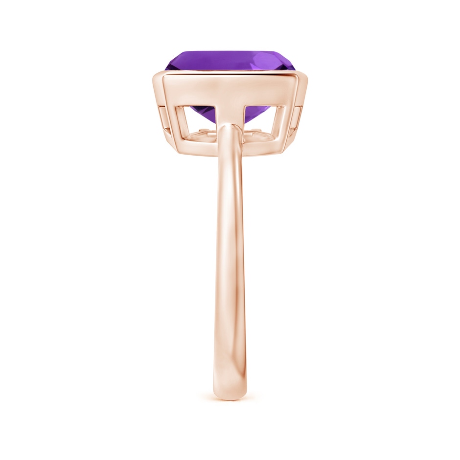 10mm AAAA Bezel-Set Solitaire Cushion Amethyst Ring in Rose Gold side 2