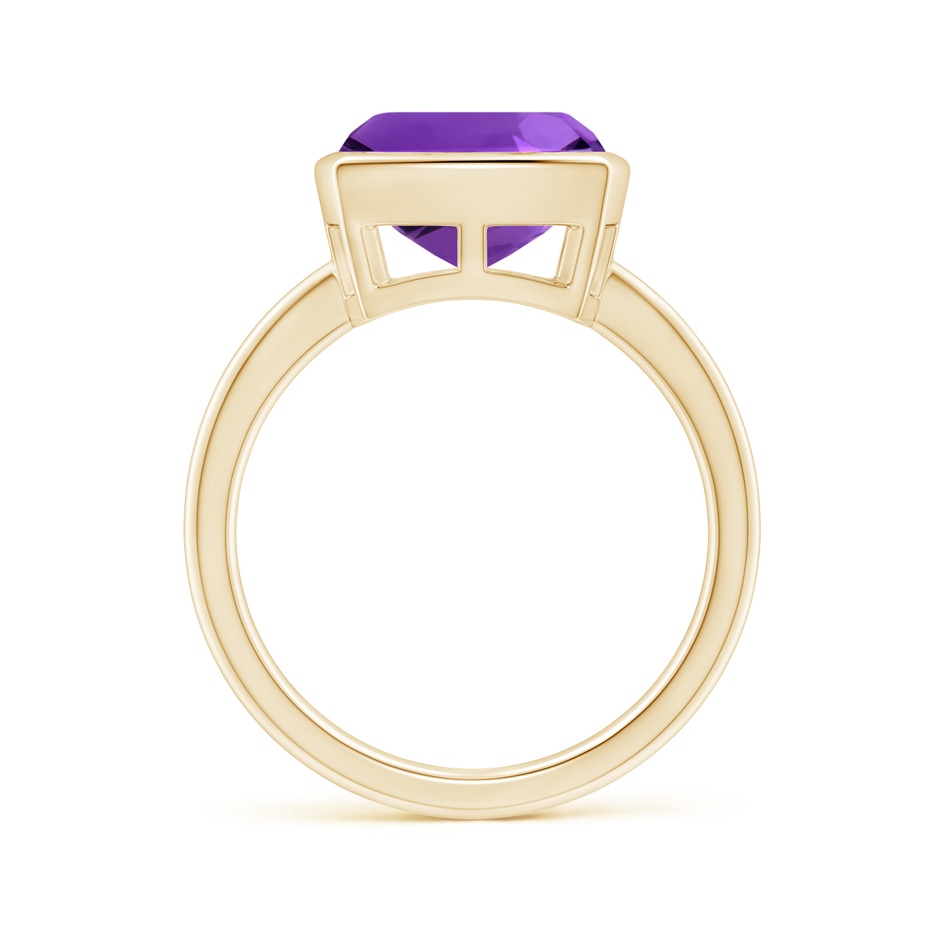 10mm AAAA Bezel-Set Solitaire Cushion Amethyst Ring in Yellow Gold side 1