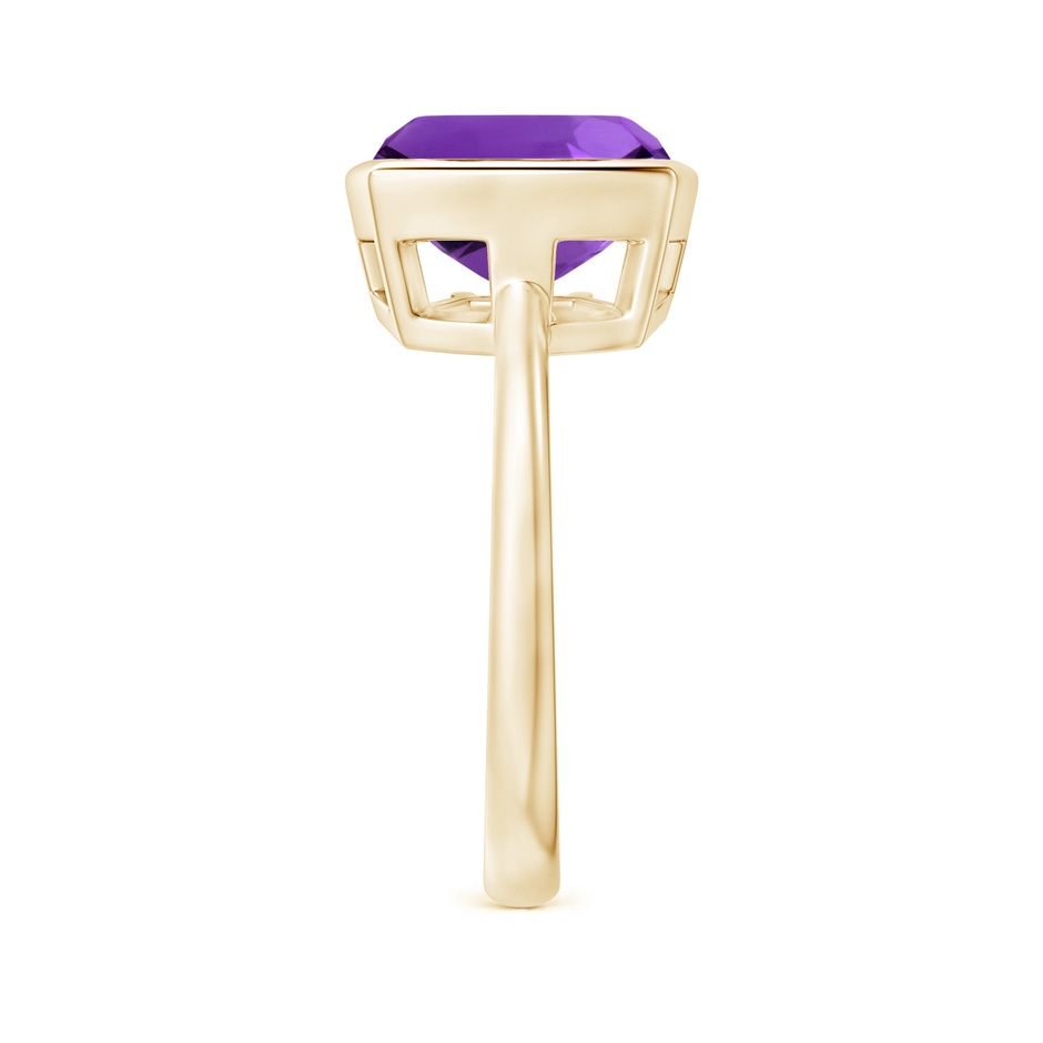 10mm AAAA Bezel-Set Solitaire Cushion Amethyst Ring in Yellow Gold side 2