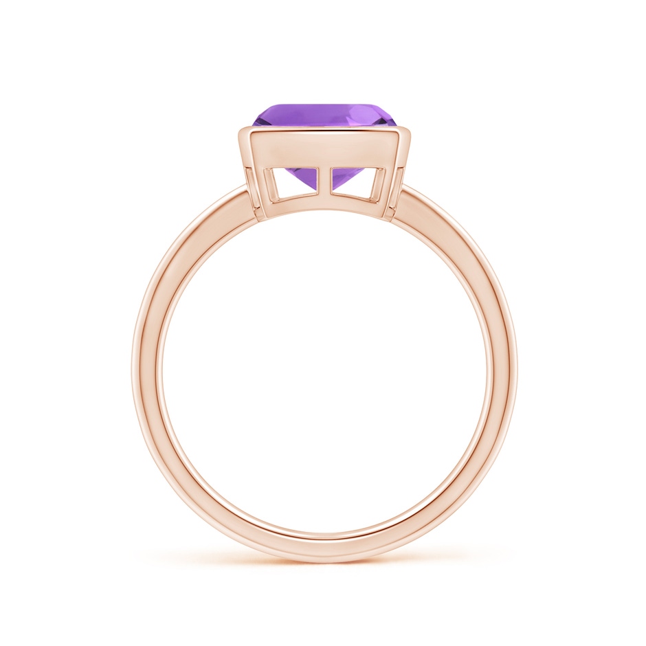 8mm AA Bezel-Set Solitaire Cushion Amethyst Ring in Rose Gold side 1