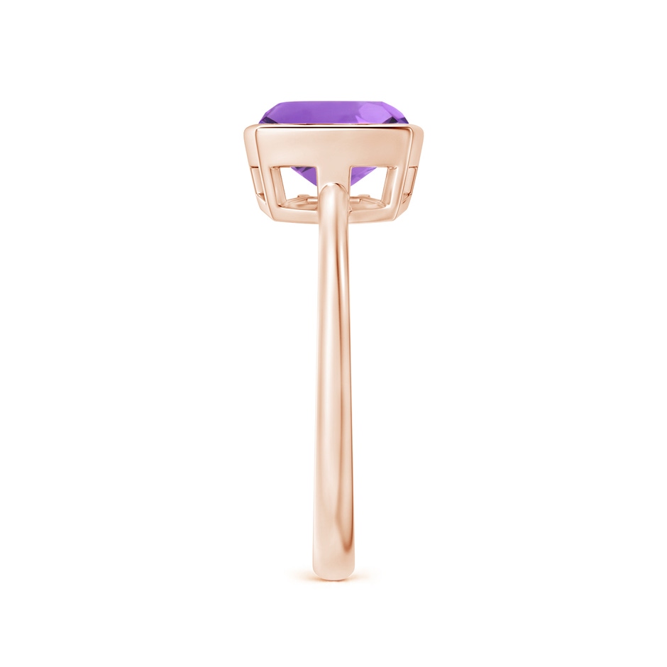 8mm AA Bezel-Set Solitaire Cushion Amethyst Ring in Rose Gold side 2