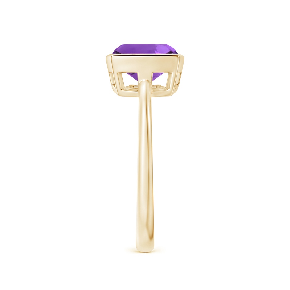 8mm AAA Bezel-Set Solitaire Cushion Amethyst Ring in Yellow Gold side 2