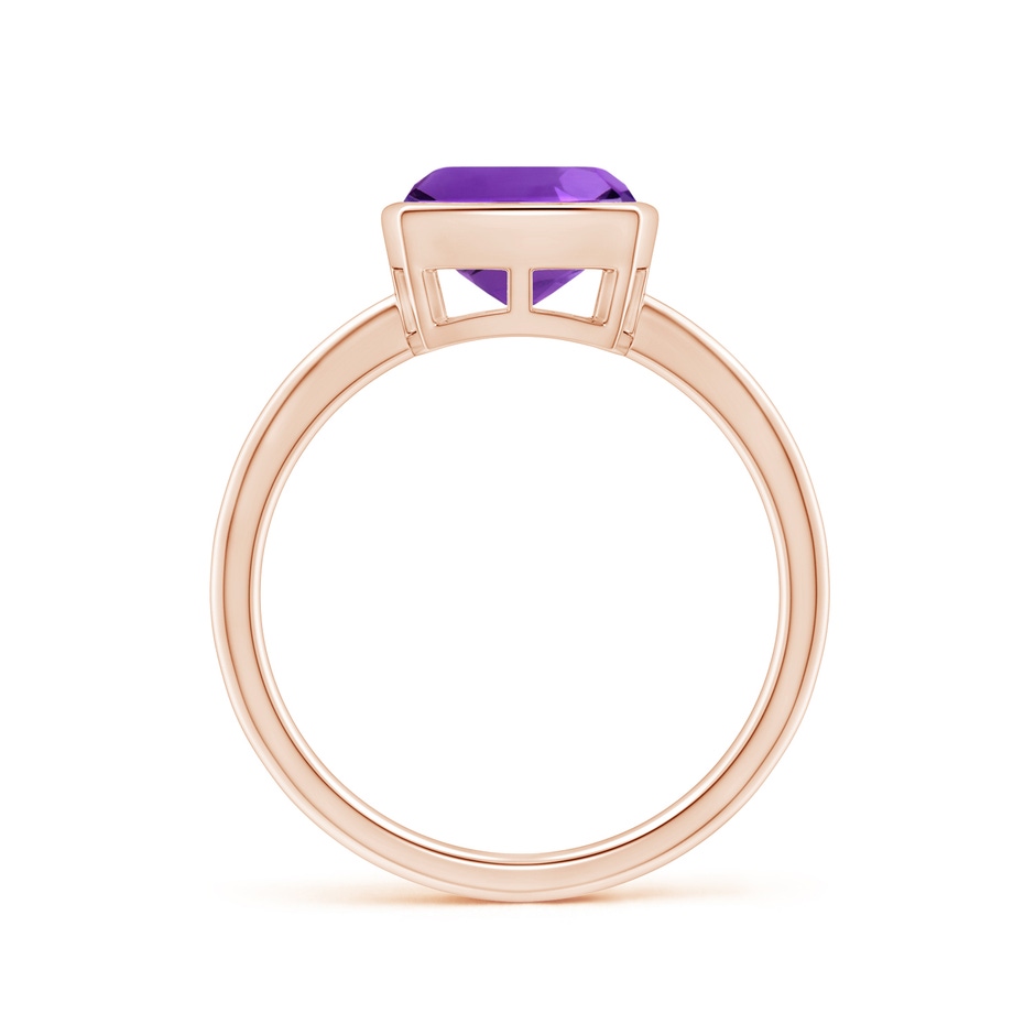 8mm AAAA Bezel-Set Solitaire Cushion Amethyst Ring in Rose Gold side 1
