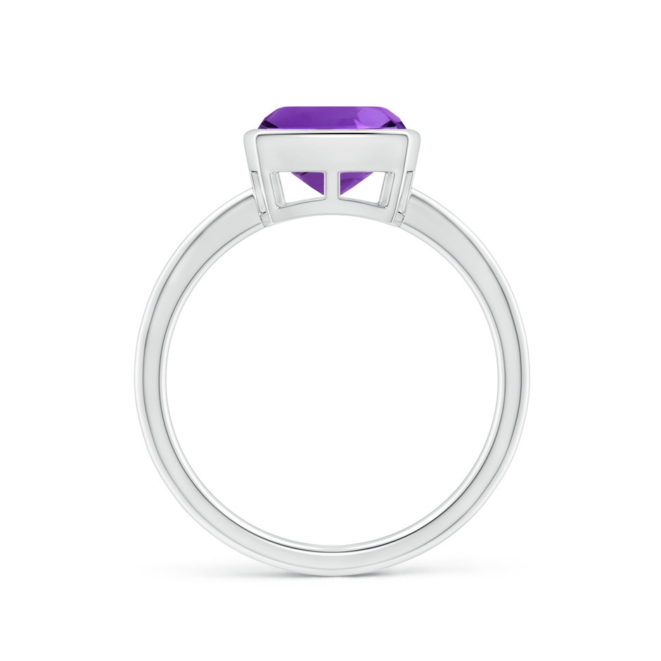 8mm AAAA Bezel-Set Solitaire Cushion Amethyst Ring in White Gold side 1