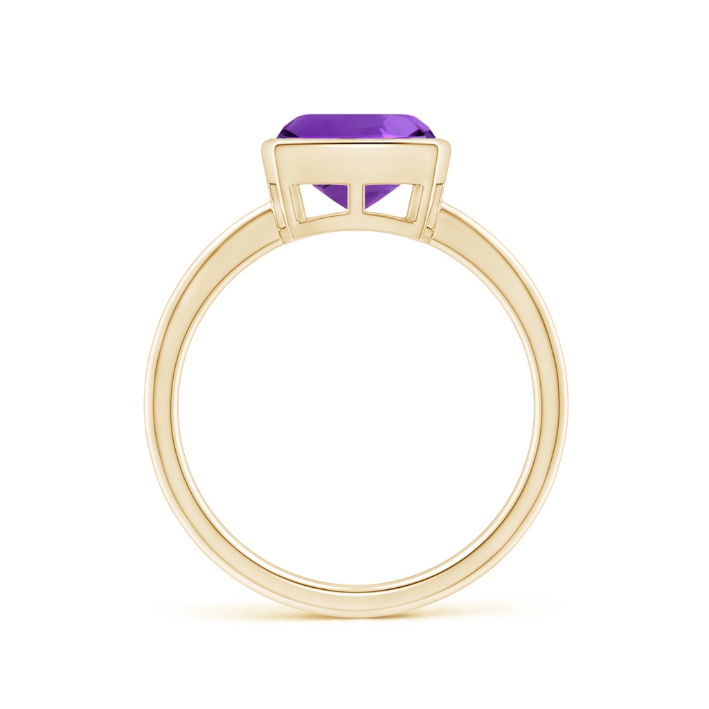 8mm AAAA Bezel-Set Solitaire Cushion Amethyst Ring in Yellow Gold Side 1