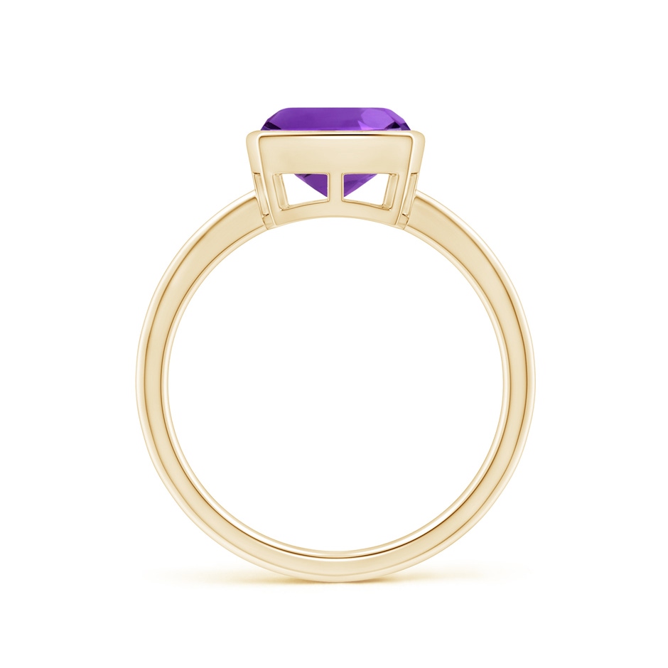 8mm AAAA Bezel-Set Solitaire Cushion Amethyst Ring in Yellow Gold side 1