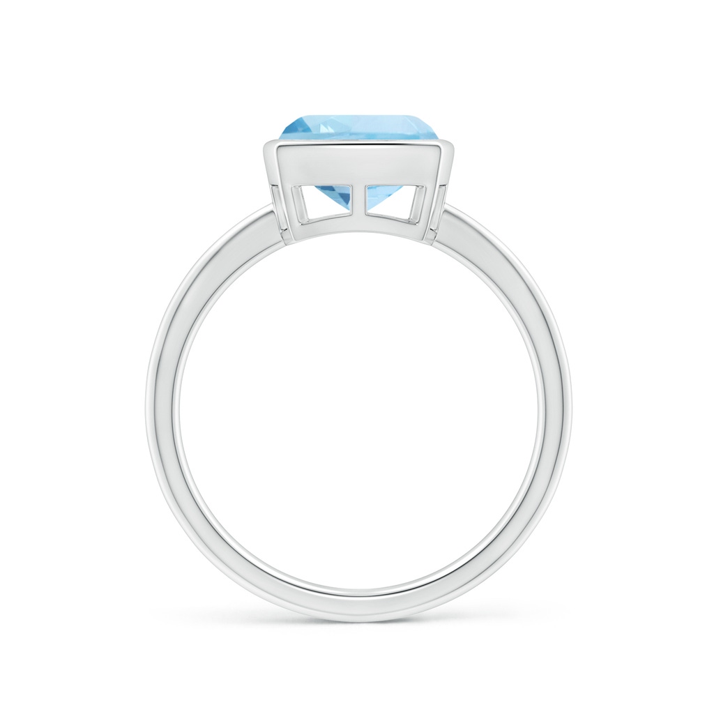 8mm AAA Bezel-Set Solitaire Cushion Aquamarine Ring in White Gold Side 1