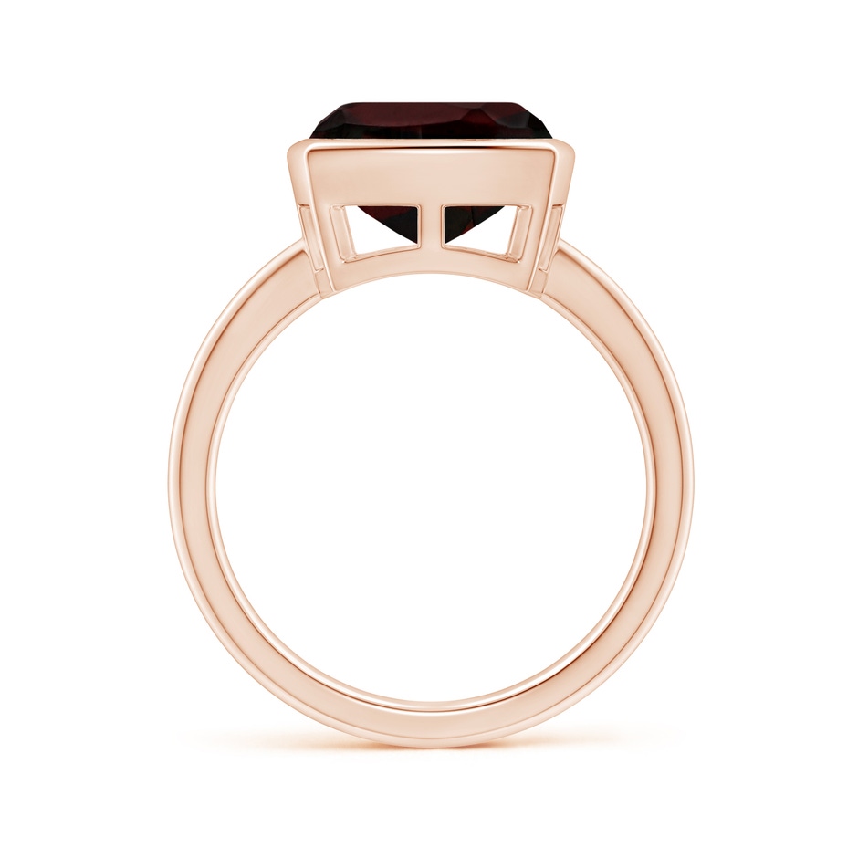 10mm A Bezel-Set Solitaire Cushion Garnet Ring in Rose Gold side 1