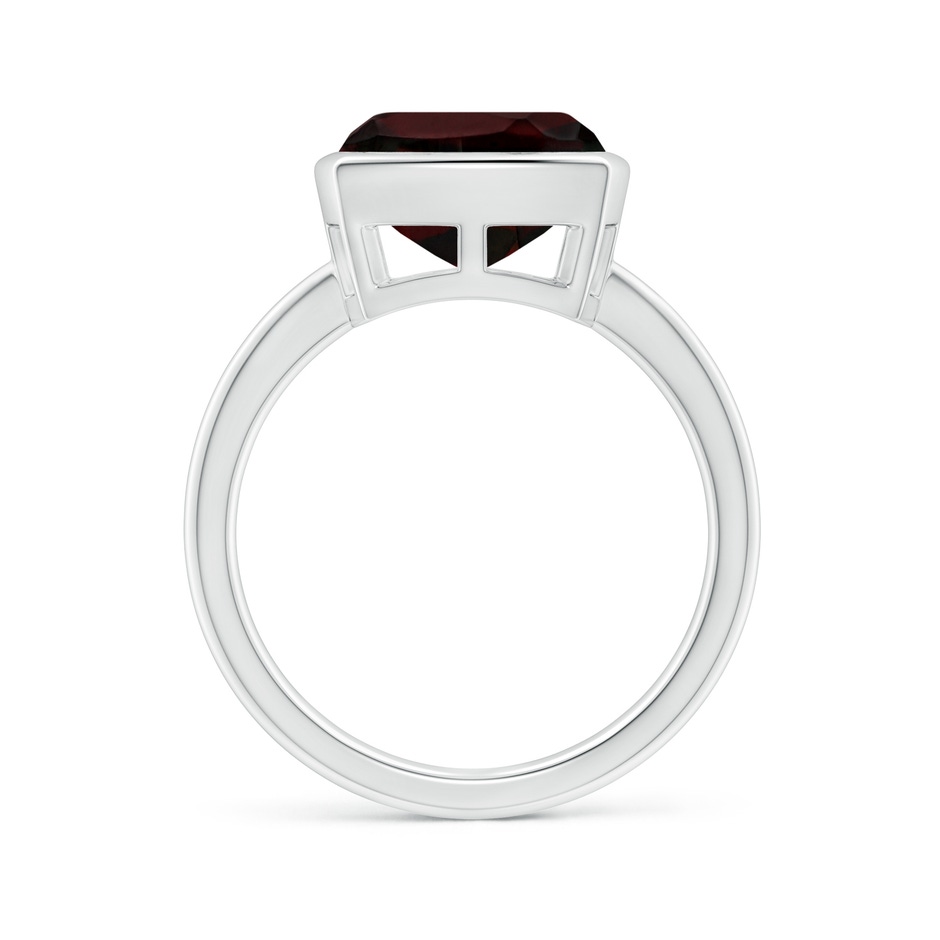 10mm A Bezel-Set Solitaire Cushion Garnet Ring in White Gold side 1
