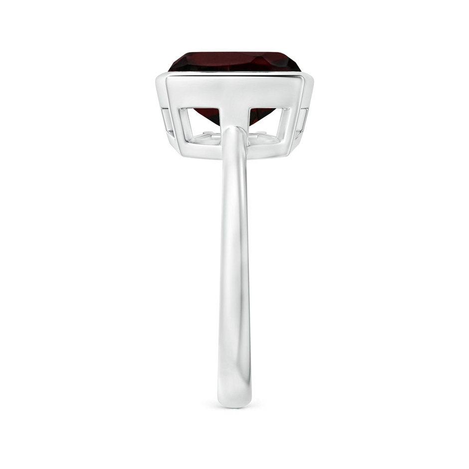 10mm A Bezel-Set Solitaire Cushion Garnet Ring in White Gold side 2