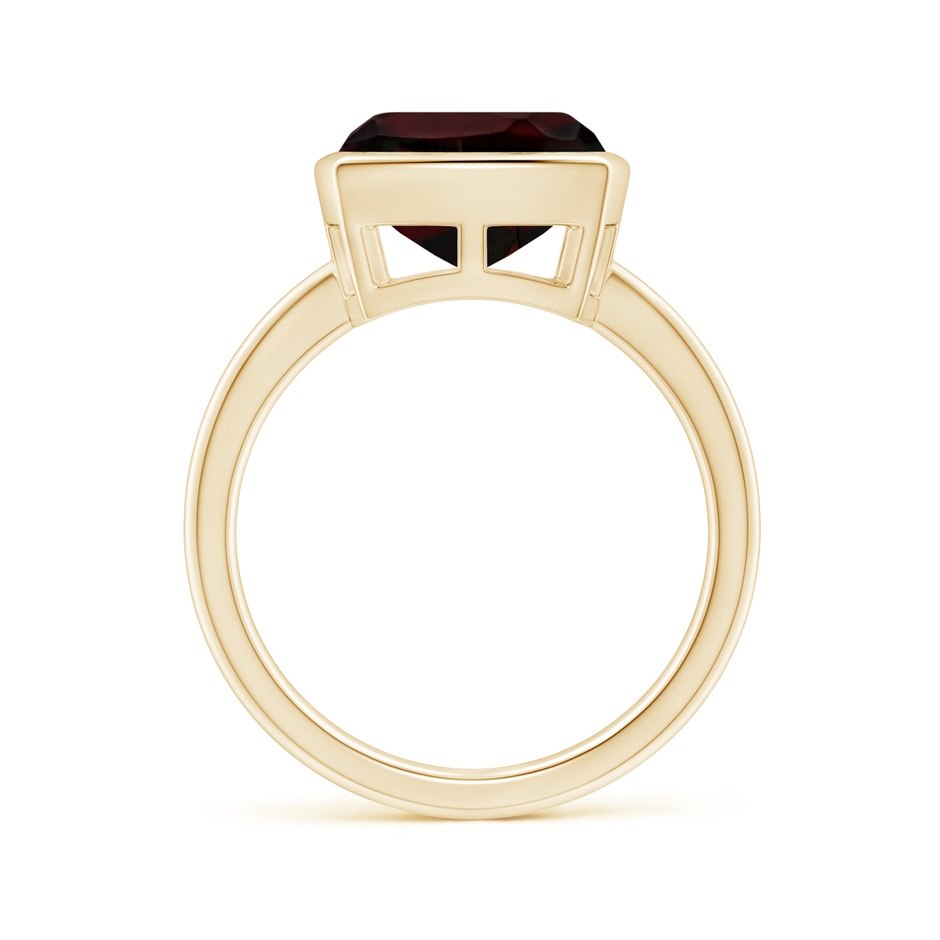10mm A Bezel-Set Solitaire Cushion Garnet Ring in Yellow Gold side 1