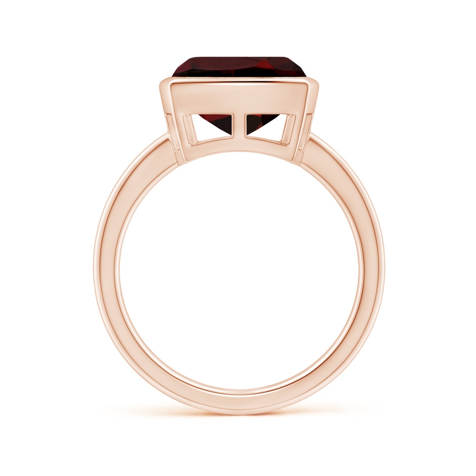10mm AAA Bezel-Set Solitaire Cushion Garnet Ring in Rose Gold side 1