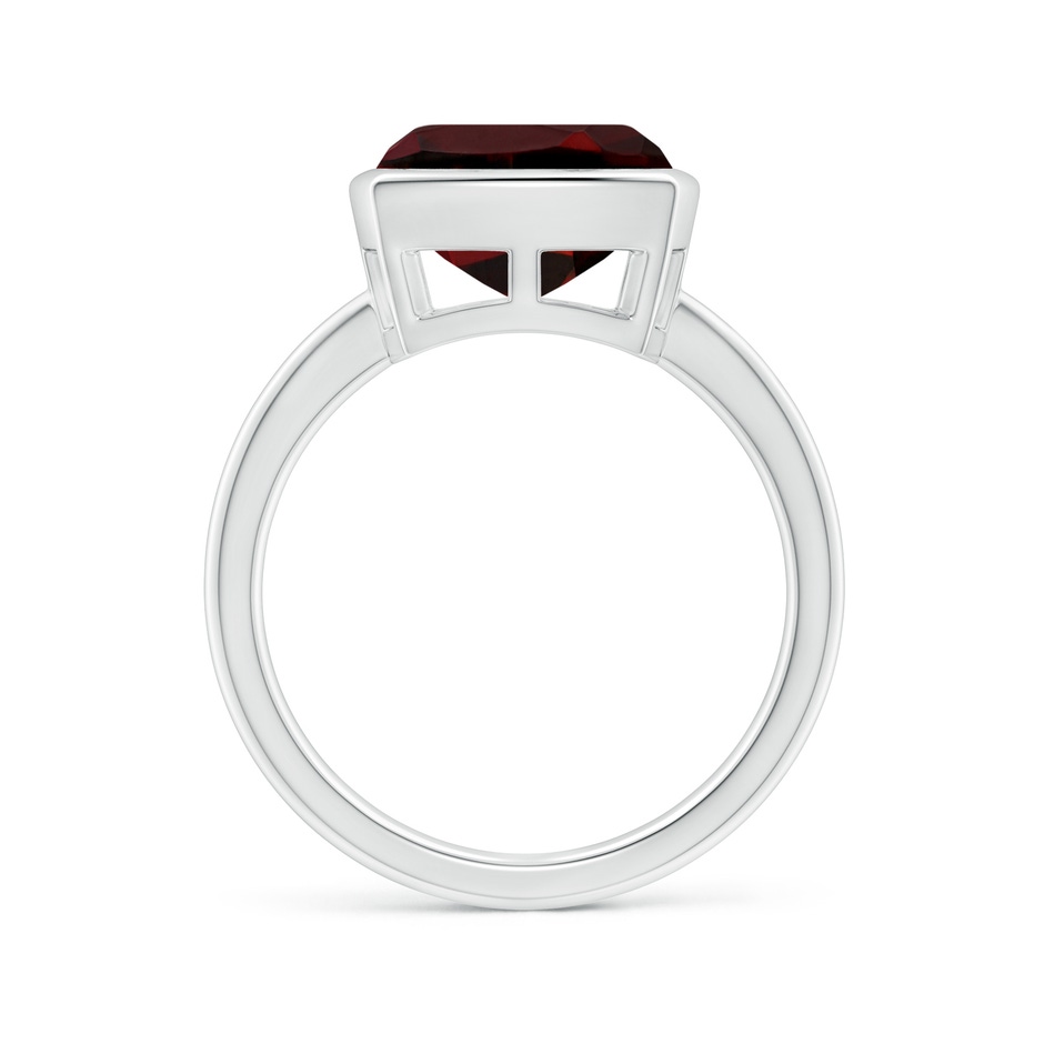 10mm AAA Bezel-Set Solitaire Cushion Garnet Ring in White Gold side 1