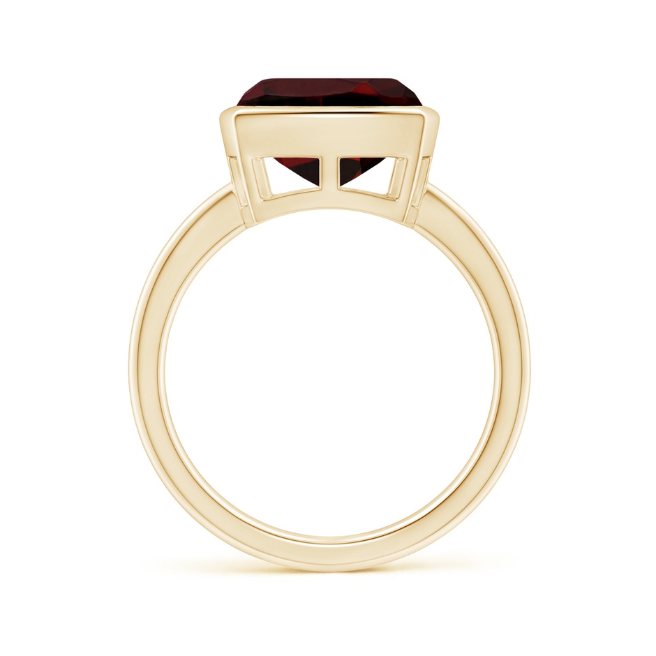 10mm AAA Bezel-Set Solitaire Cushion Garnet Ring in Yellow Gold side 1