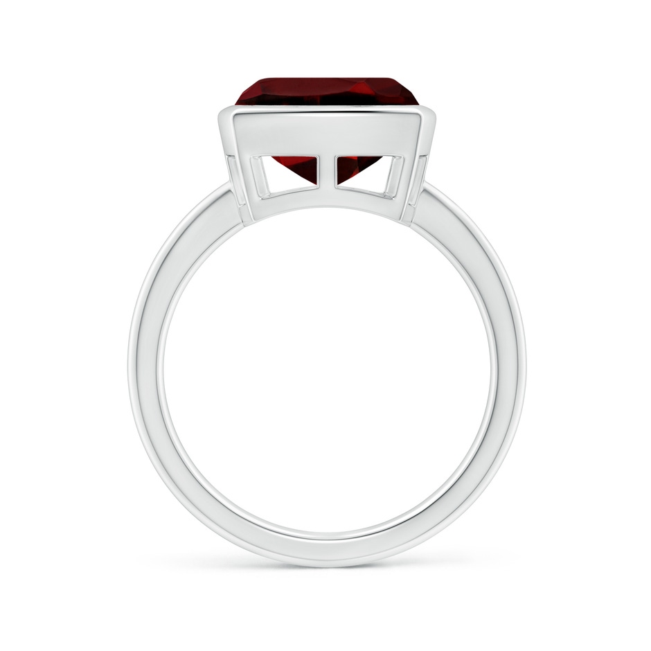 10mm AAAA Bezel-Set Solitaire Cushion Garnet Ring in White Gold side 1