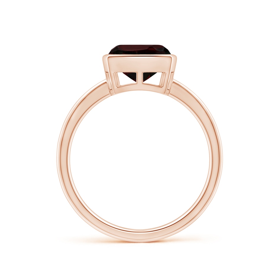 8mm A Bezel-Set Solitaire Cushion Garnet Ring in Rose Gold side 1