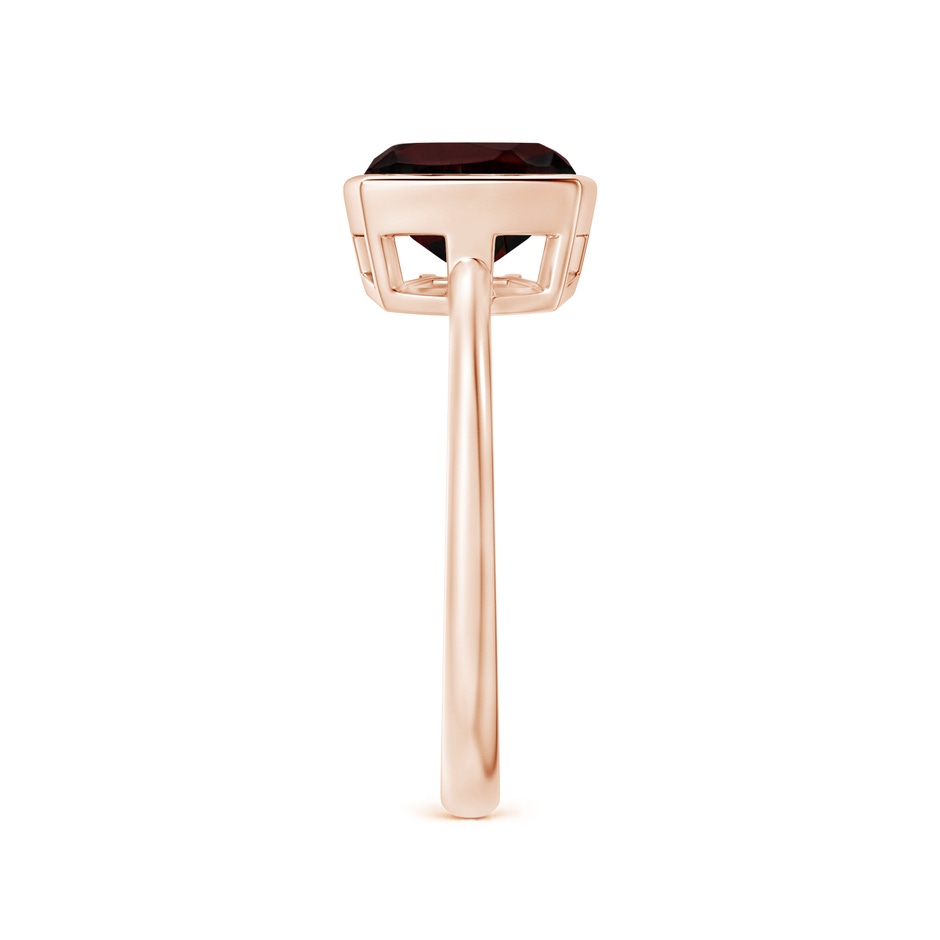 8mm A Bezel-Set Solitaire Cushion Garnet Ring in Rose Gold side 2