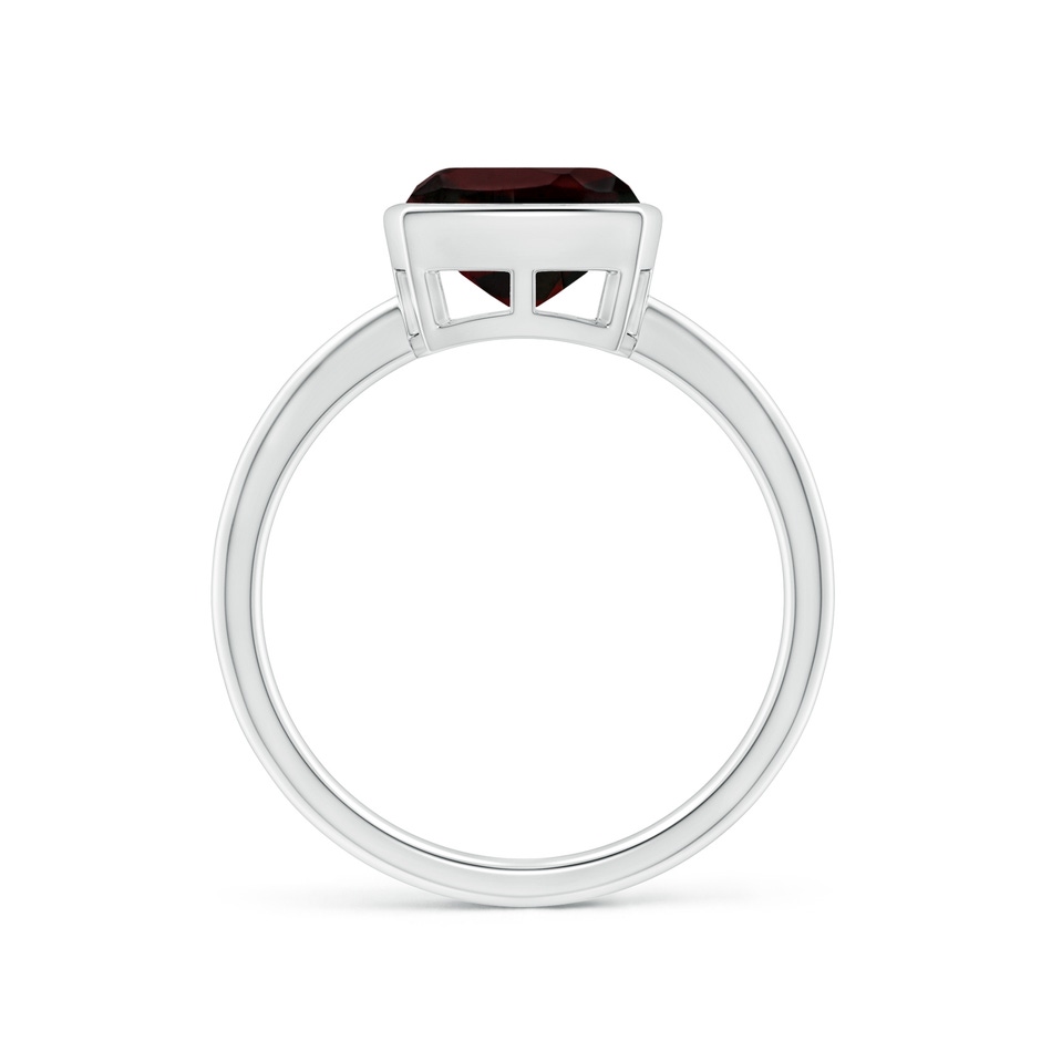 8mm A Bezel-Set Solitaire Cushion Garnet Ring in White Gold side 1