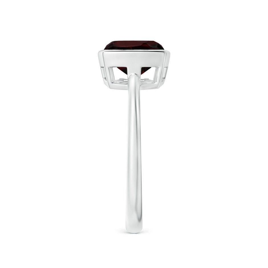 8mm A Bezel-Set Solitaire Cushion Garnet Ring in White Gold side 2