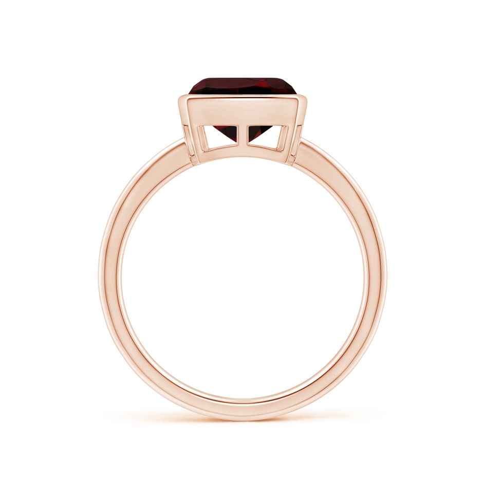 8mm AAA Bezel-Set Solitaire Cushion Garnet Ring in Rose Gold side 1