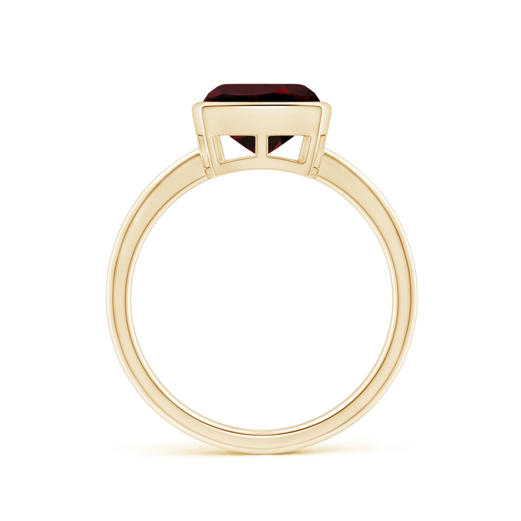 8mm AAA Bezel-Set Solitaire Cushion Garnet Ring in Yellow Gold - side 1
