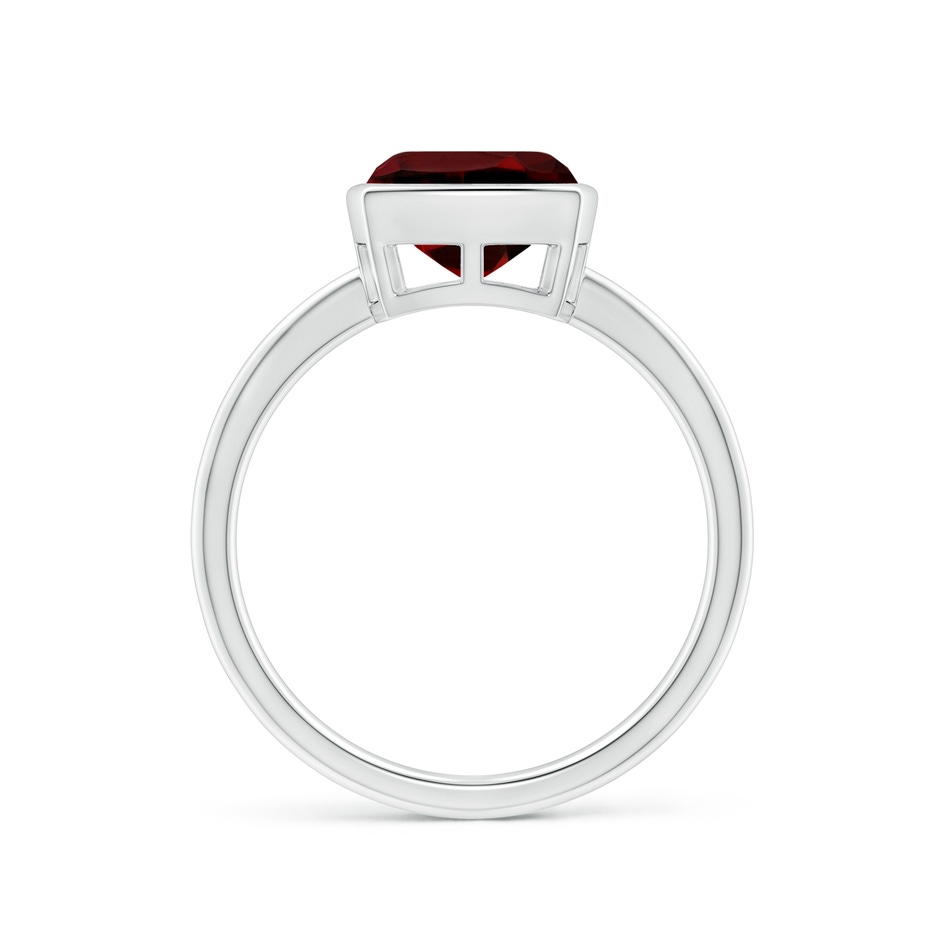 8mm AAAA Bezel-Set Solitaire Cushion Garnet Ring in White Gold side 1