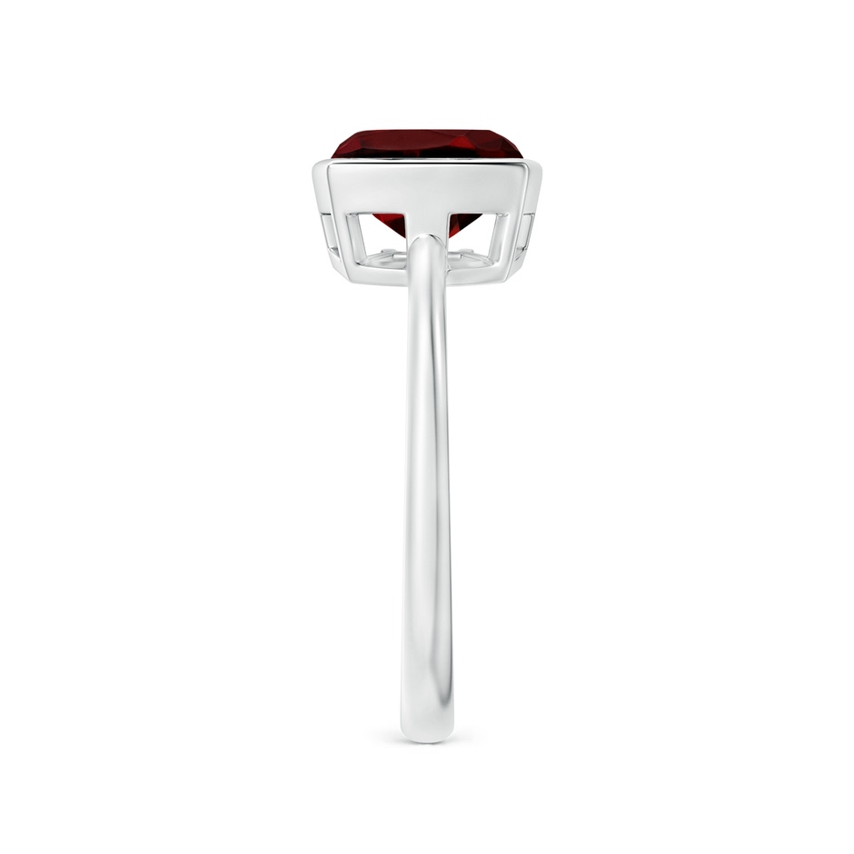 8mm AAAA Bezel-Set Solitaire Cushion Garnet Ring in White Gold side 2