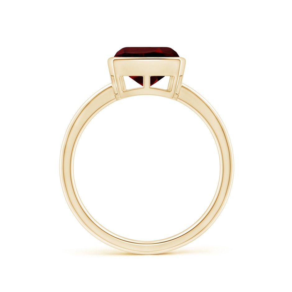 8mm AAAA Bezel-Set Solitaire Cushion Garnet Ring in Yellow Gold side 1