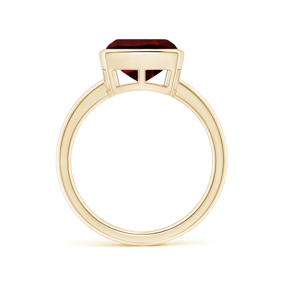 9mm AAAA Bezel-Set Solitaire Cushion Garnet Ring in Yellow Gold side 1