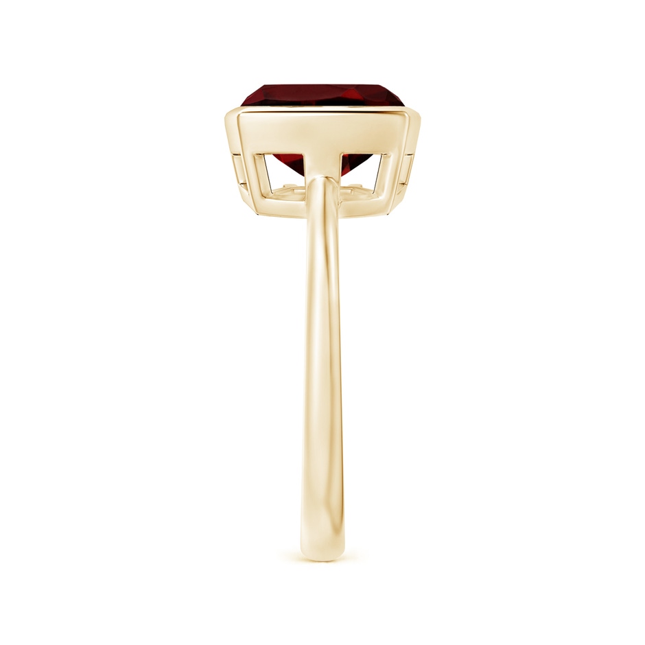 9mm AAAA Bezel-Set Solitaire Cushion Garnet Ring in Yellow Gold side 2
