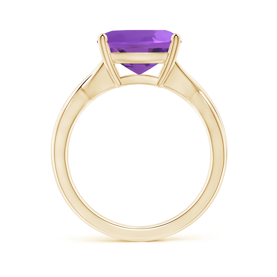 10mm AAA Claw-Set Cushion Amethyst Solitaire Engagement Ring in 18K Yellow Gold side 199