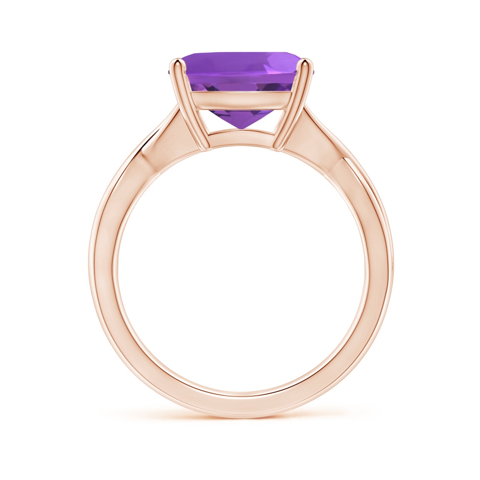 10mm AAA Claw-Set Cushion Amethyst Solitaire Engagement Ring in Rose Gold side 199