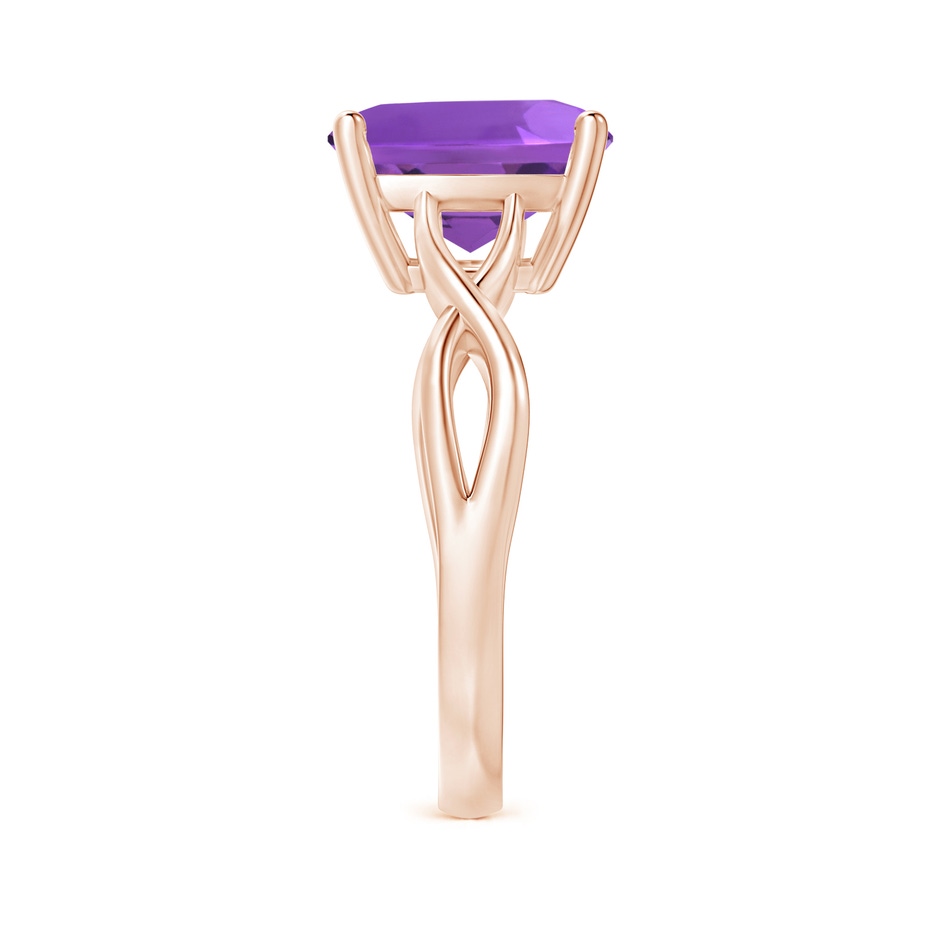10mm AAA Claw-Set Cushion Amethyst Solitaire Engagement Ring in Rose Gold side 299