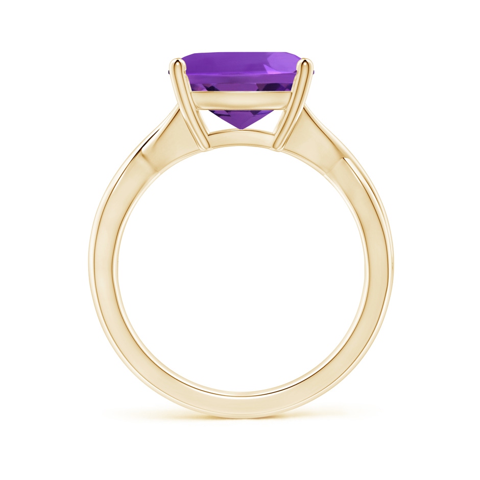 10mm AAAA Claw-Set Cushion Amethyst Solitaire Engagement Ring in 18K Yellow Gold side 199