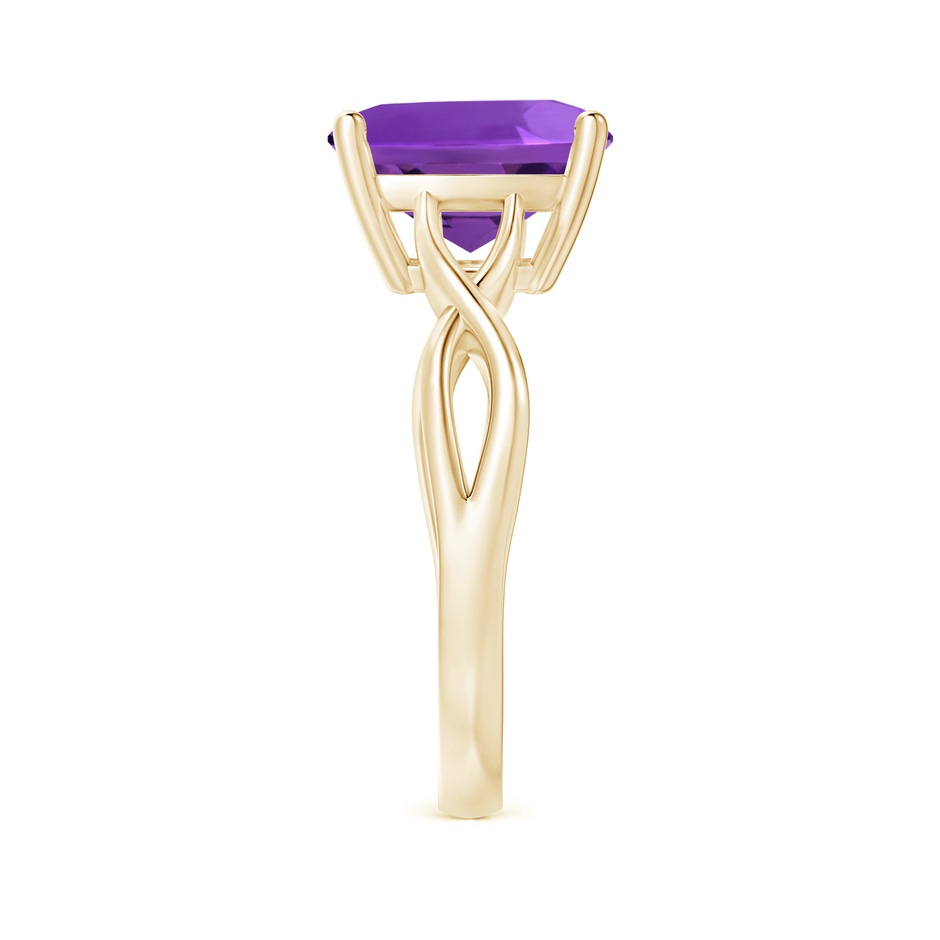 10mm AAAA Claw-Set Cushion Amethyst Solitaire Engagement Ring in 18K Yellow Gold side 299