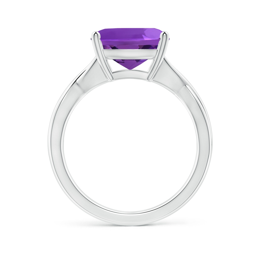 10mm AAAA Claw-Set Cushion Amethyst Solitaire Engagement Ring in P950 Platinum - side 199