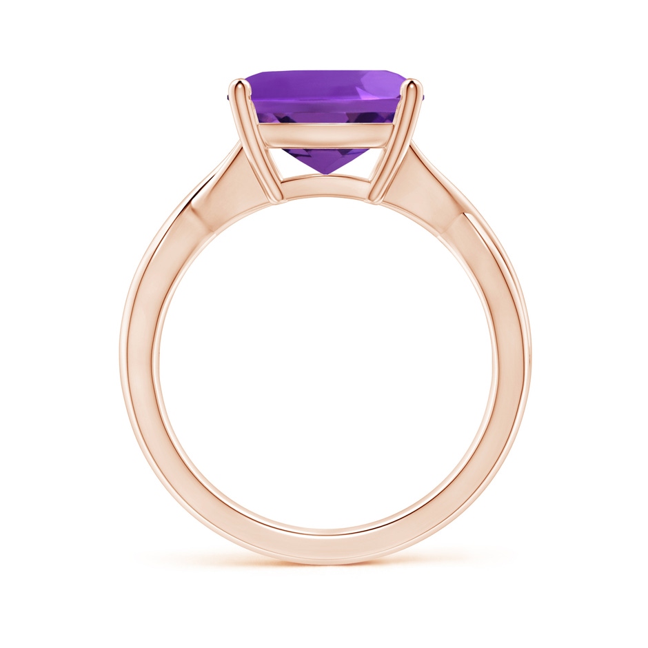 10mm AAAA Claw-Set Cushion Amethyst Solitaire Engagement Ring in Rose Gold side 199