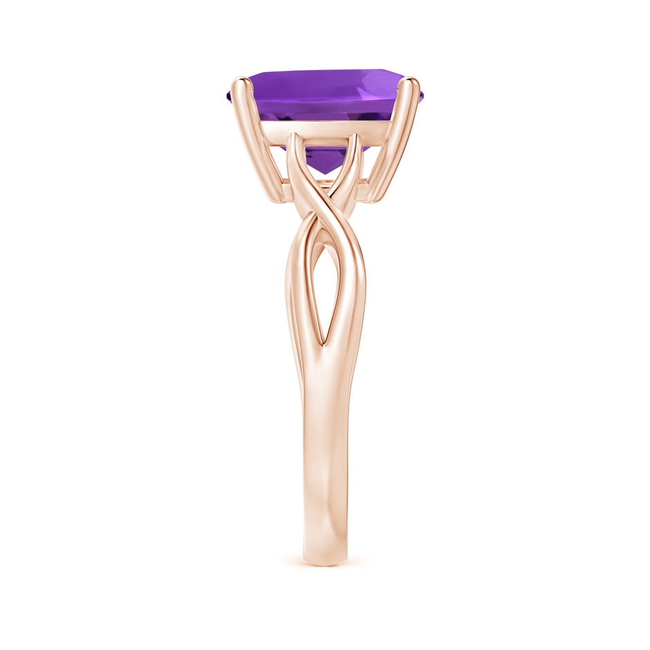 10mm AAAA Claw-Set Cushion Amethyst Solitaire Engagement Ring in Rose Gold side 299