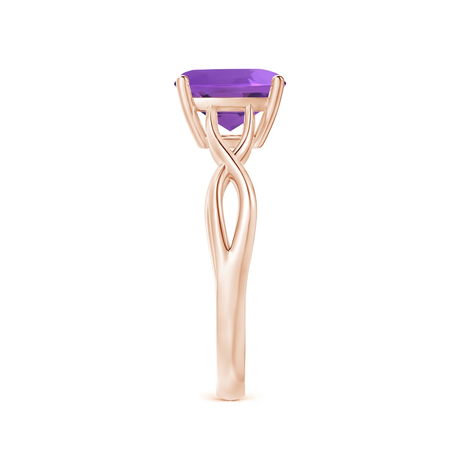 8mm AAA Claw-Set Cushion Amethyst Solitaire Engagement Ring in Rose Gold side 2