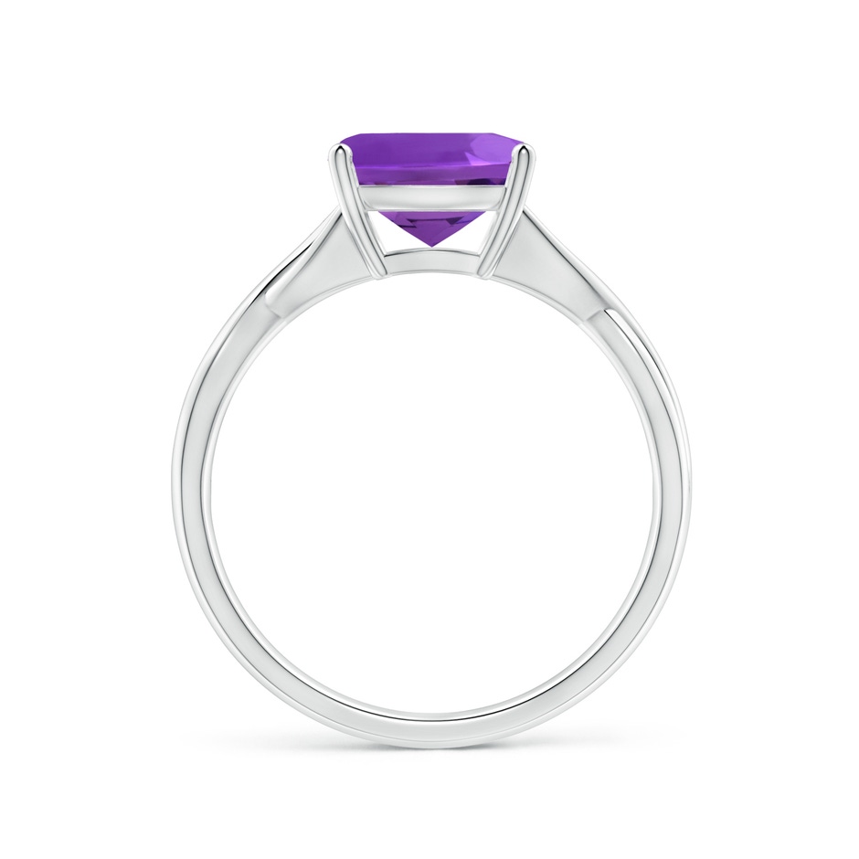 8mm AAAA Claw-Set Cushion Amethyst Solitaire Engagement Ring in P950 Platinum side 199