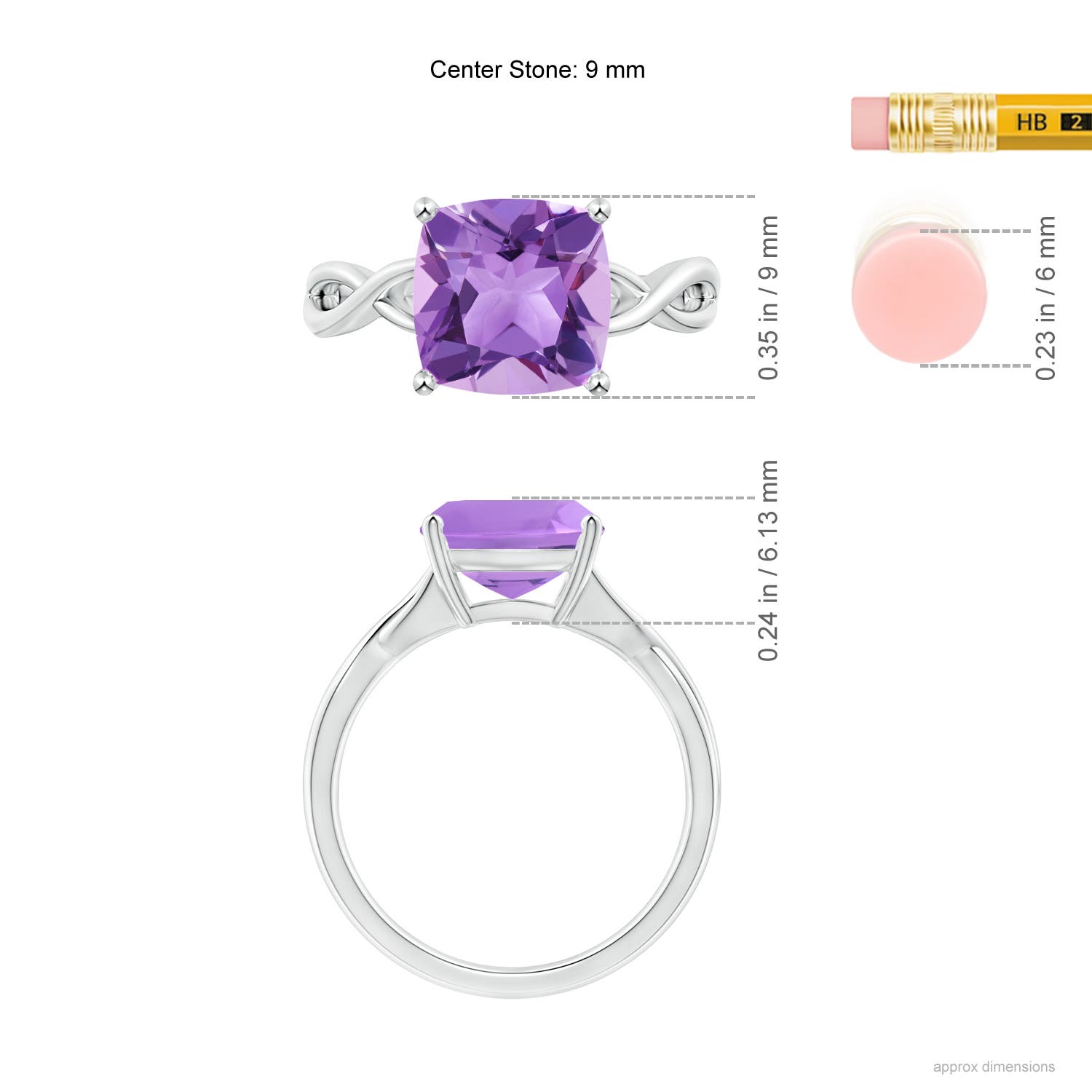 A - Amethyst / 3.1 CT / 14 KT White Gold