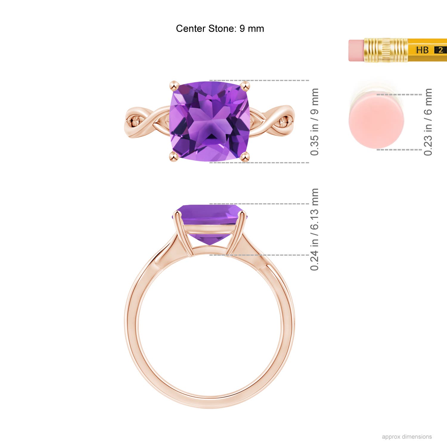 AAA - Amethyst / 3.1 CT / 14 KT Rose Gold