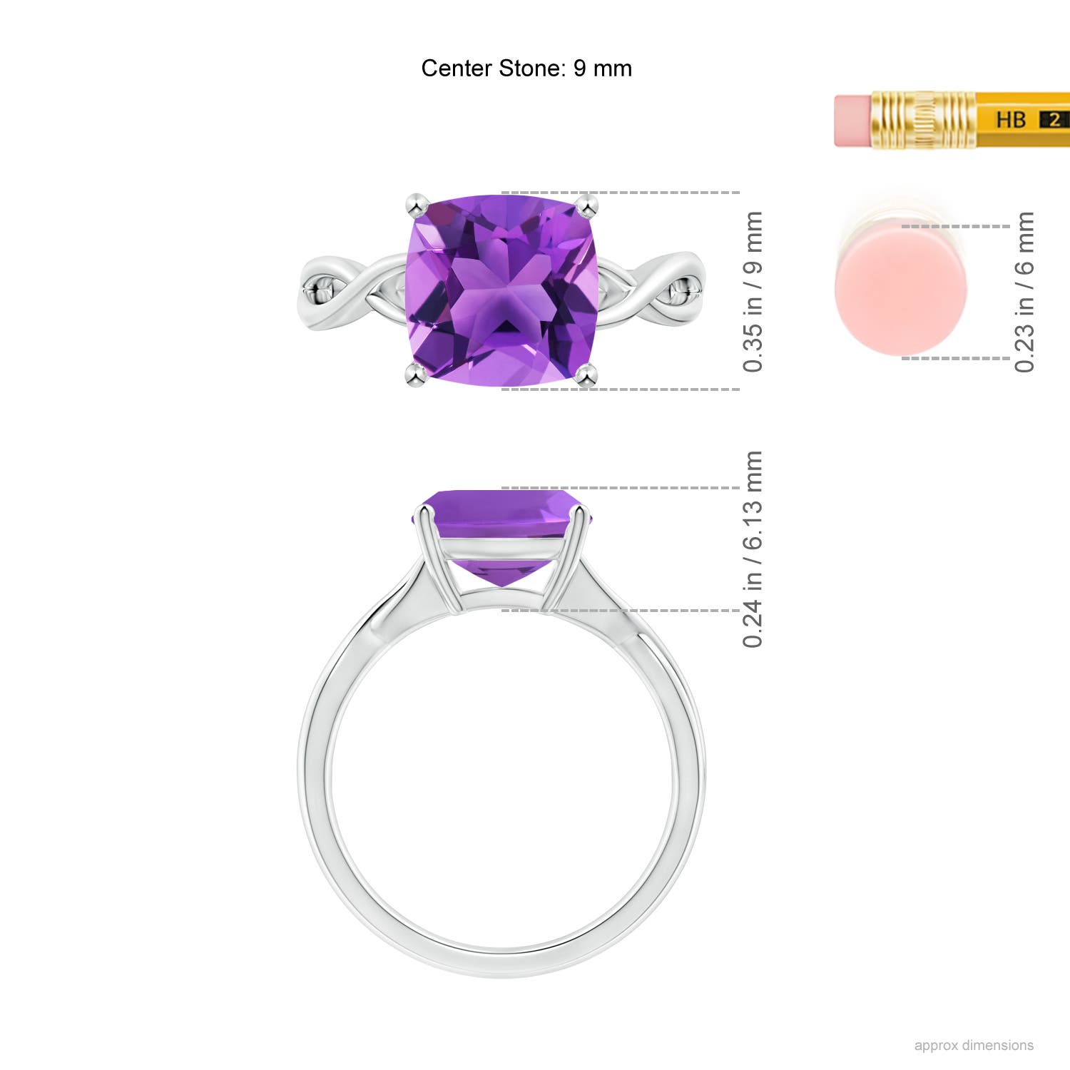 AAA - Amethyst / 3.1 CT / 14 KT White Gold