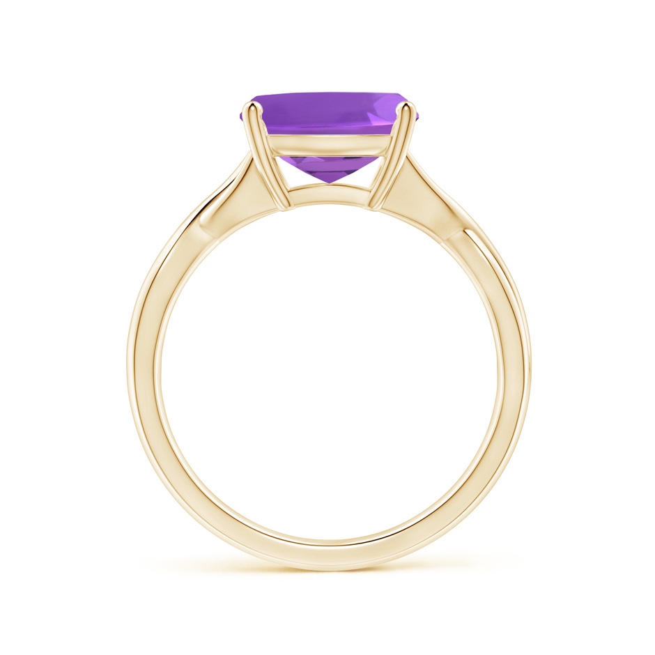 9mm AAA Claw-Set Cushion Amethyst Solitaire Engagement Ring in Yellow Gold side 1