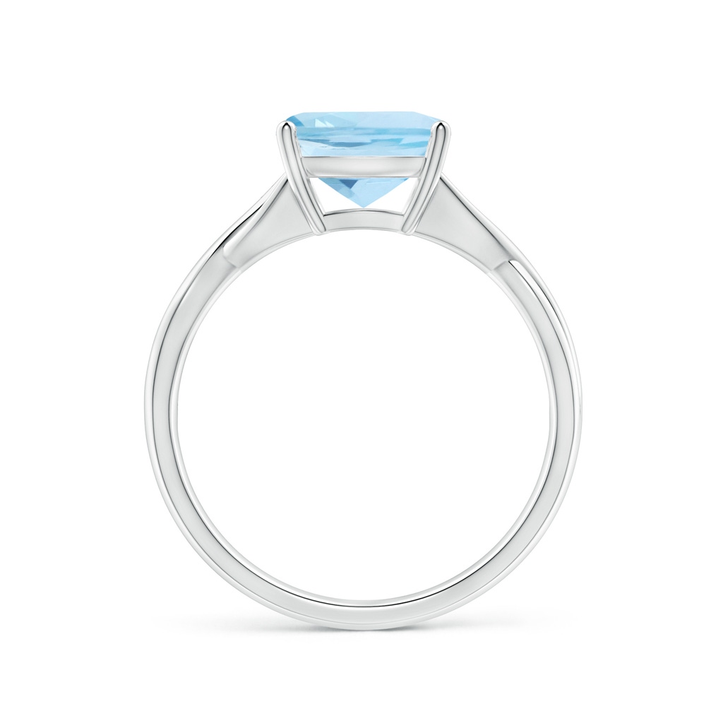 8mm AAA Claw-Set Cushion Aquamarine Solitaire Engagement Ring in 18K White Gold - side 199