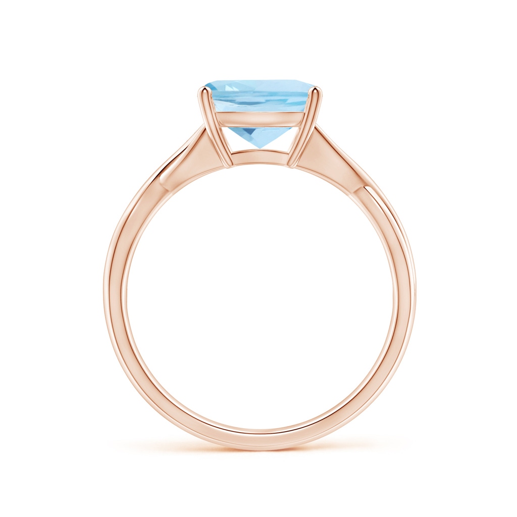 8mm AAA Claw-Set Cushion Aquamarine Solitaire Engagement Ring in Rose Gold Side 1
