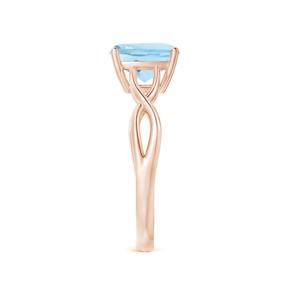 8mm AAA Claw-Set Cushion Aquamarine Solitaire Engagement Ring in Rose Gold side 299